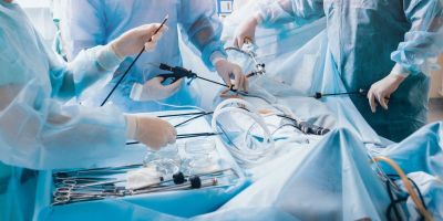 Surgeons performing heart surgery