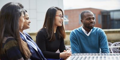A group of students smiling
