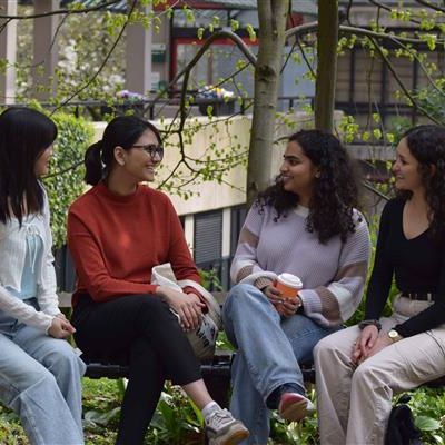 Four students on campus