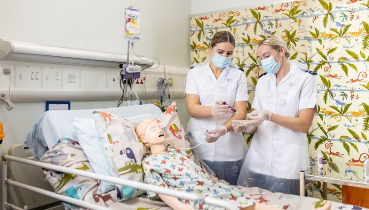 Nursing students using facilities